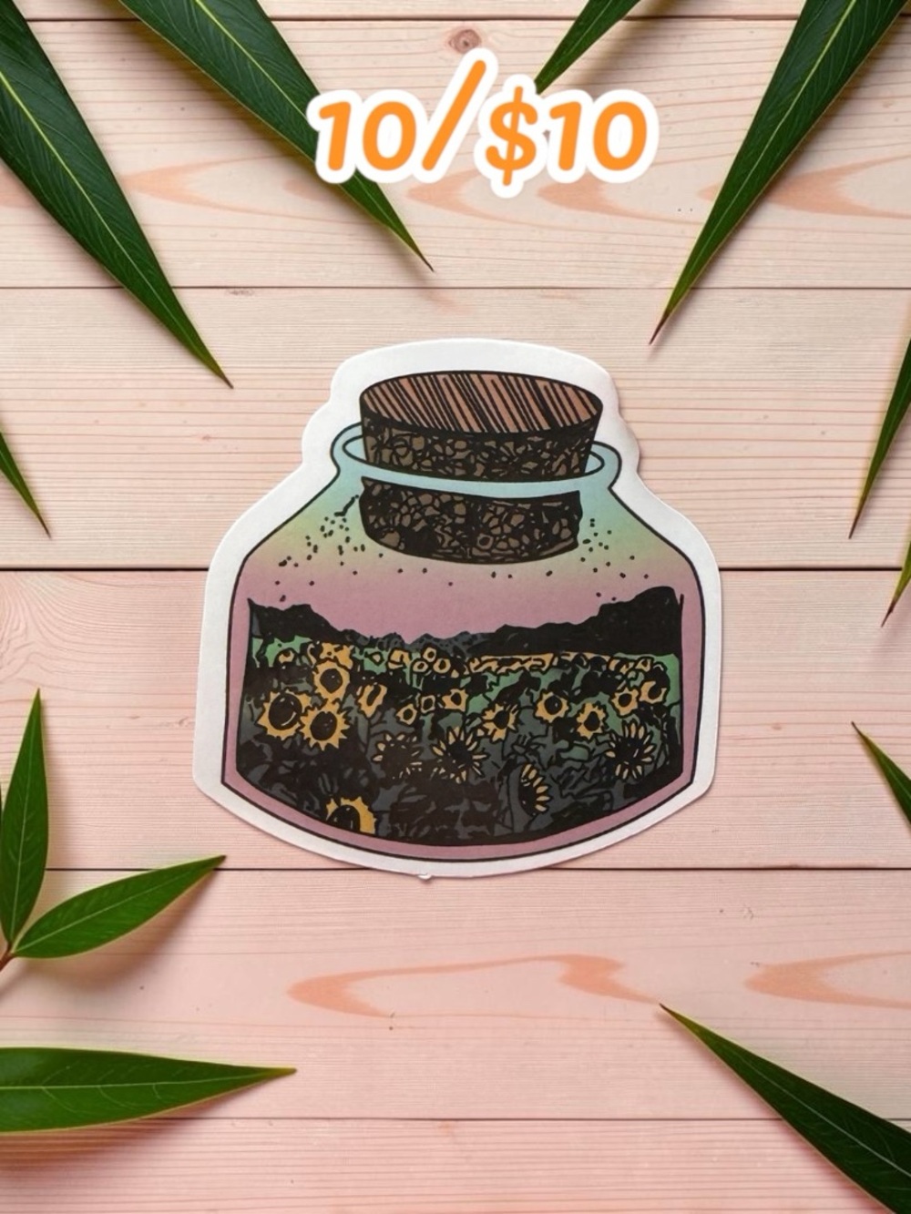 10 / $10 Wildflower Jar Sticker – Botanical Terrarium Decal